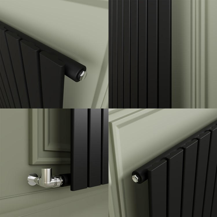 Riace Midnight Black Horizontal Flat Designer Radiator 800x612mm Single Panel 1947 BTU