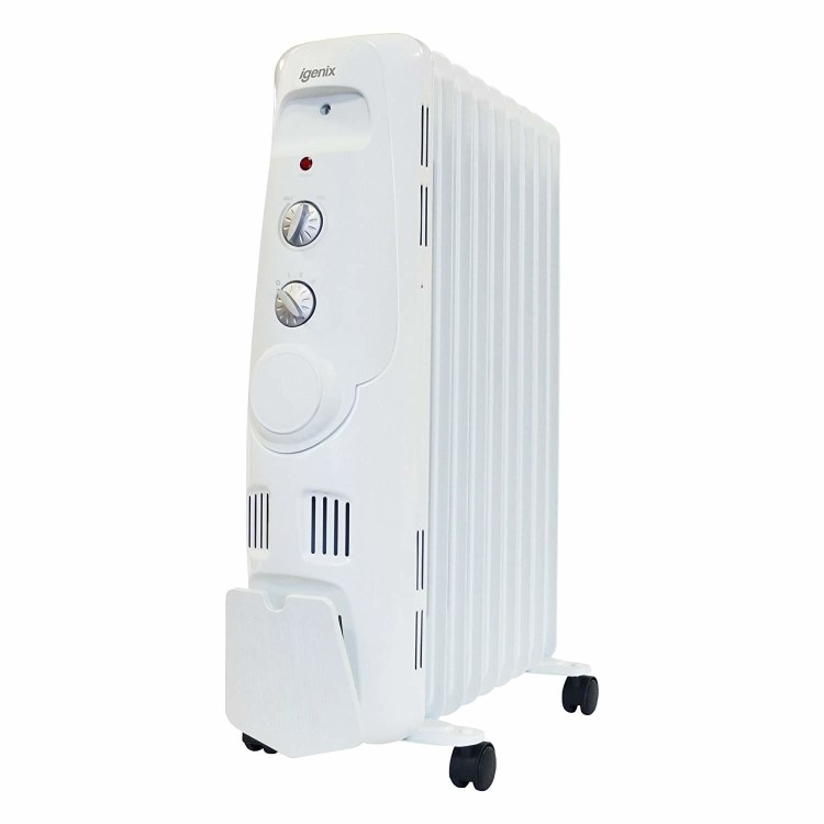 Igenix IG2600 2kW  Portable Oil Filled Radiator Electric Heater with 3 Heat Settings Adjustable Thermostat Overheat Protection