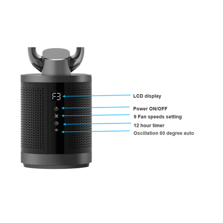 GRADE A2 - 38 inch Quiet Pure Cool Bladeless HEPA Purifying Tower Fan with Remote Control Timer and Oscillation - Black