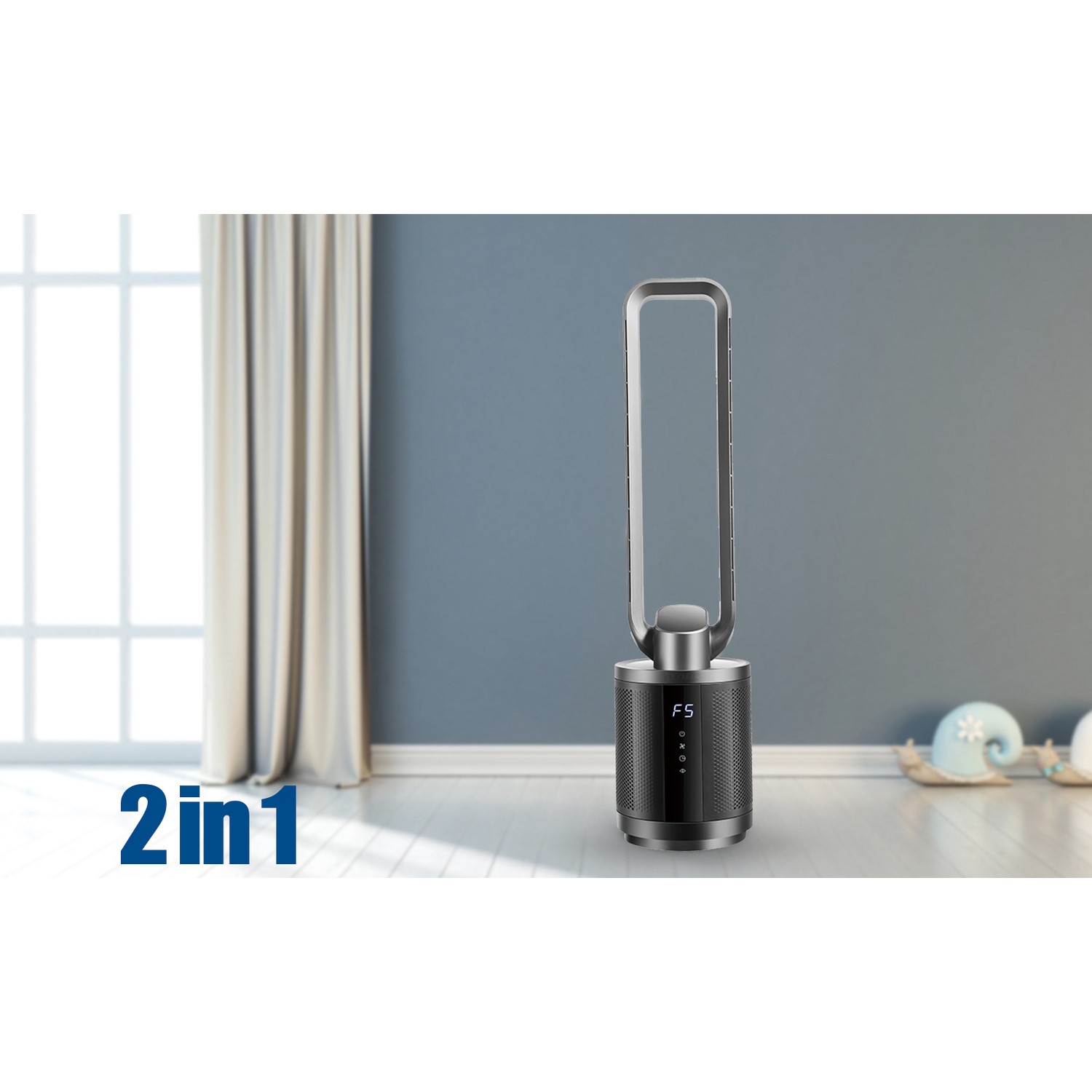 Buy GRADE A3 Quiet Dual HEPA Air Purifier and Pure Cool DC Fan with with Remote Control for rooms up to 35 sqm Black from Aircon Direct