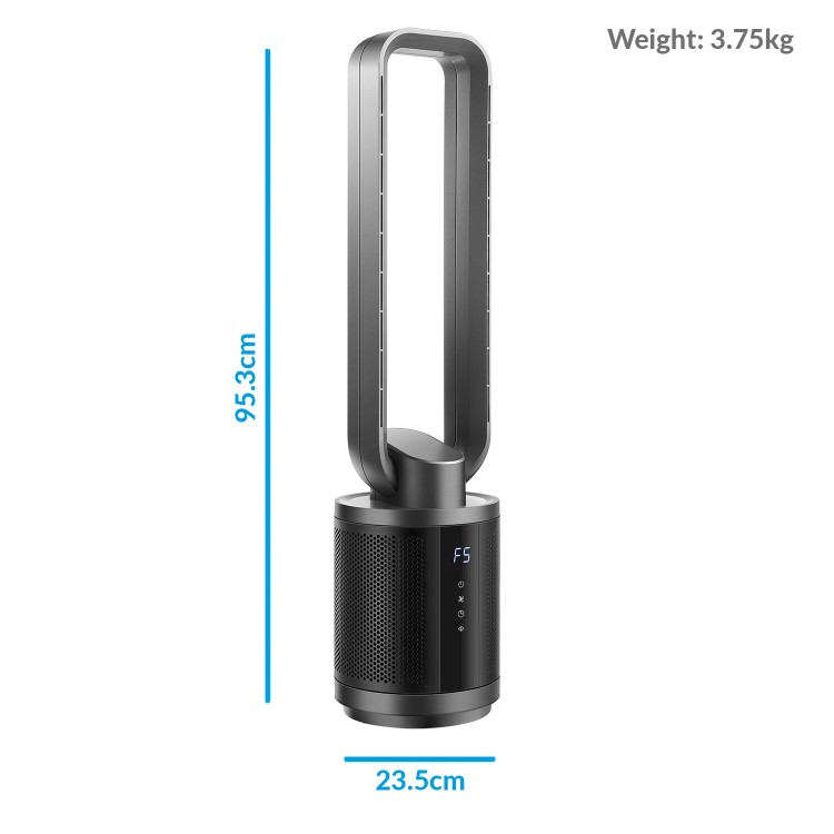 GRADE A1 - Quiet Dual HEPA Air Purifier and Pure Cool DC Fan with with Remote Control for rooms up to 35 sqm - Black