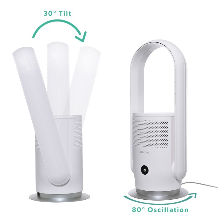 Refurbished electriQ Bladeless Tower Fan and True HEPA Air Purifier for Home with UV Light & Smart WiFi
