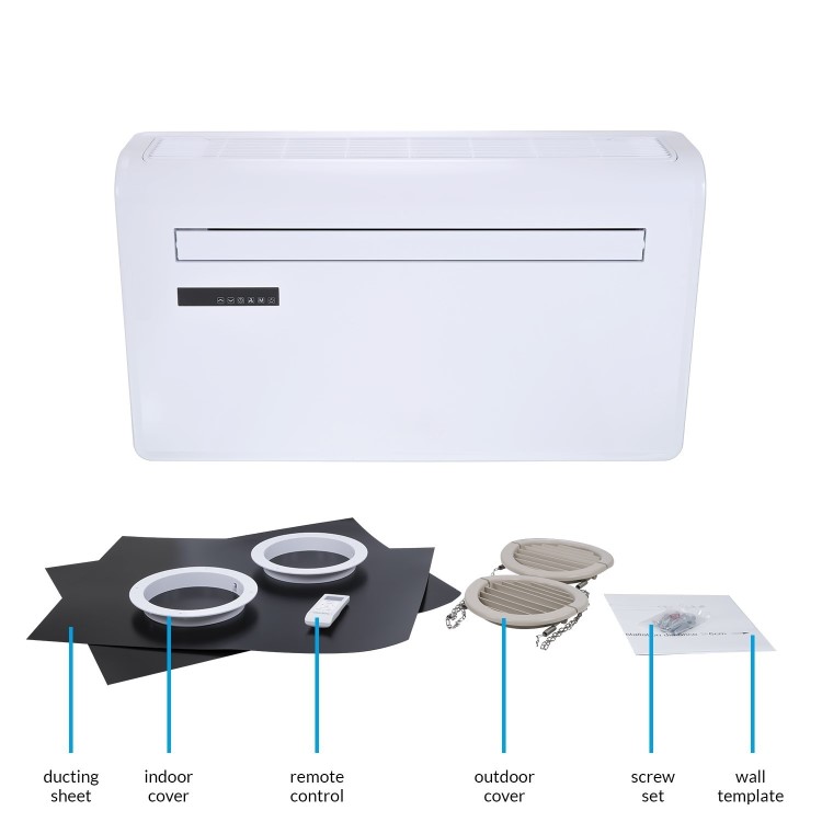 14000 BTU Wall Mounted All-In-One Smart Air Conditioner with Heat Pump - No Outdoor Unit Needed