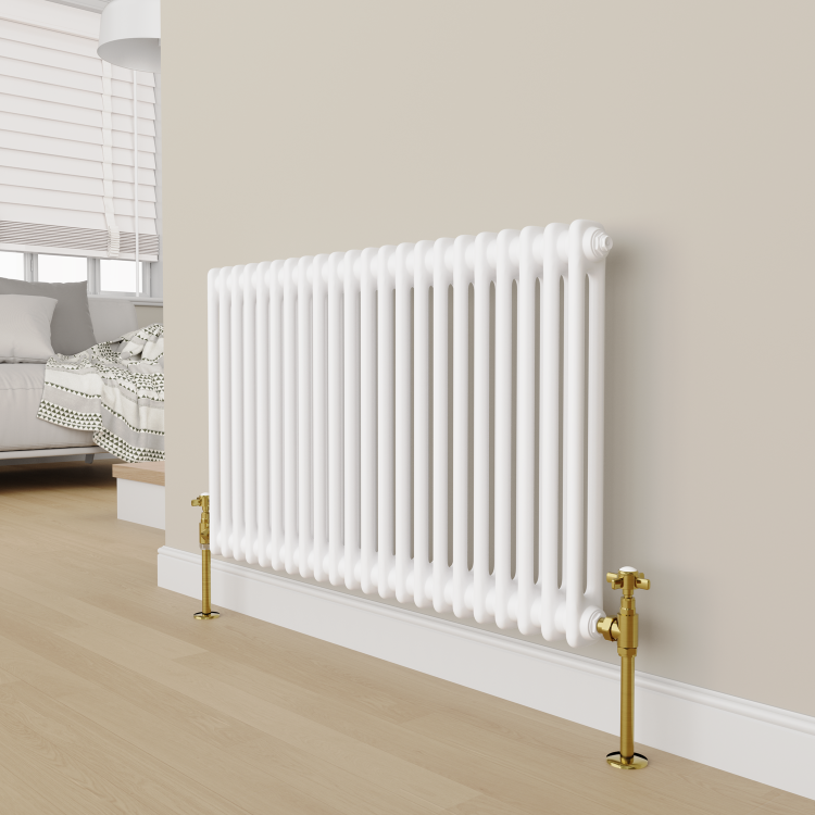 Maesta Brushed Brass Traditional Manual Angled Radiator Valves (pair)