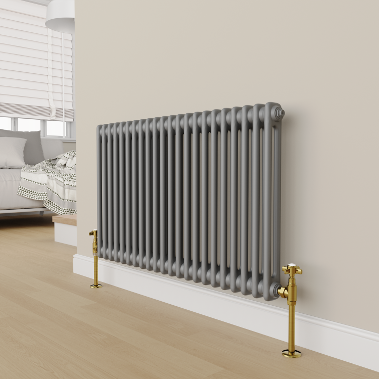 Maesta Brushed Brass Traditional Manual Angled Radiator Valves (pair)