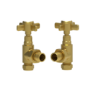 Maesta Brushed Brass Traditional Manual Angled Radiator Valves (pair)
