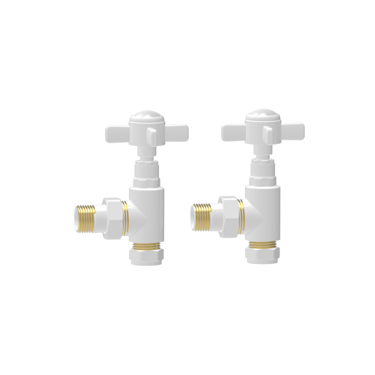 Maesta White Traditional Manual Angled Radiator Valves (pair)