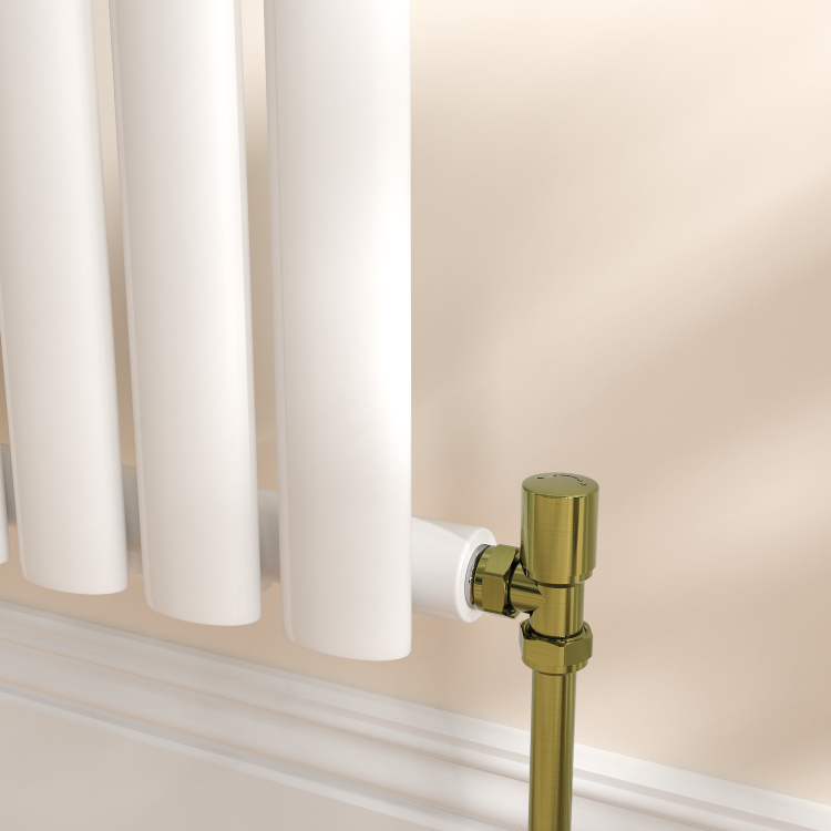 Elego Brushed Brass Modern Manual Angled Radiator Valves (pair)