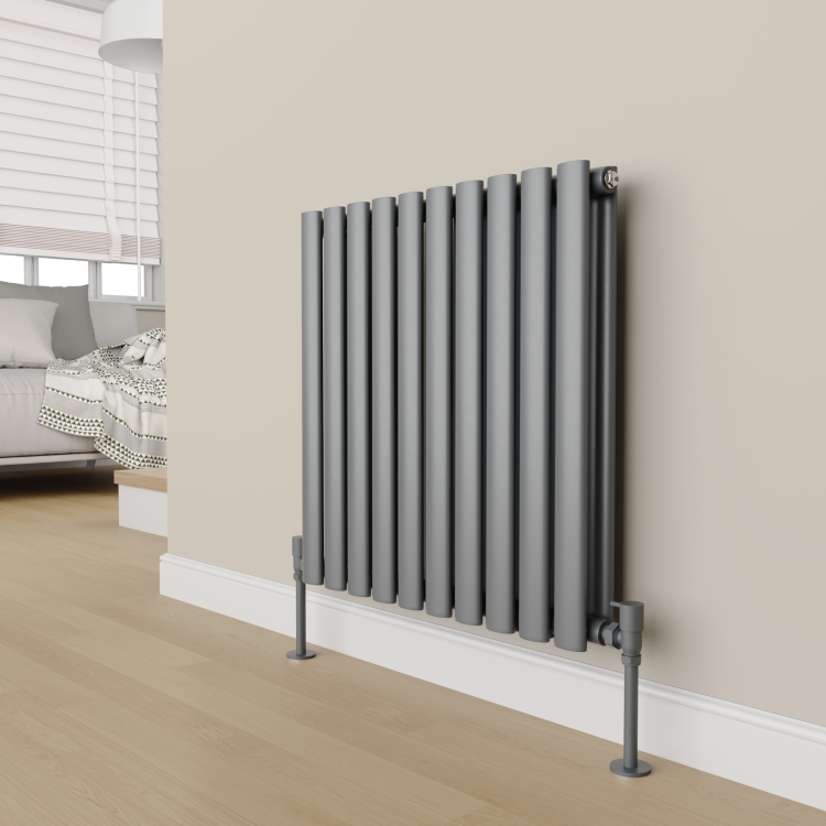 Elego Anthracite Gray Modern Manual Angled Radiator Valves (pair)