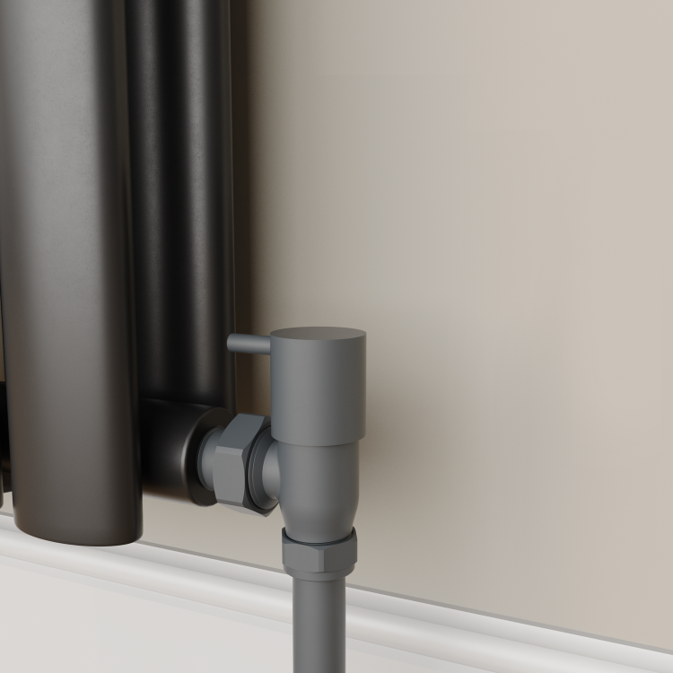 Elego Anthracite Gray Modern Manual Angled Radiator Valves (pair)