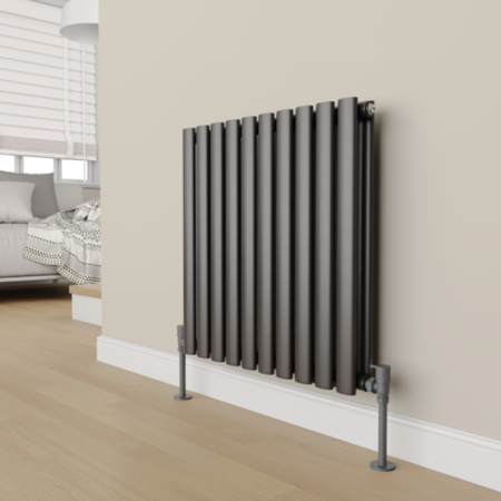 Elego Anthracite Gray Modern Manual Angled Radiator Valves (pair)