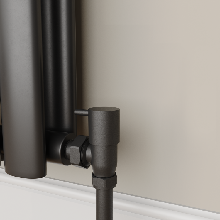 Elego Matte Black Modern Manual Angled Radiator Valves (pair)