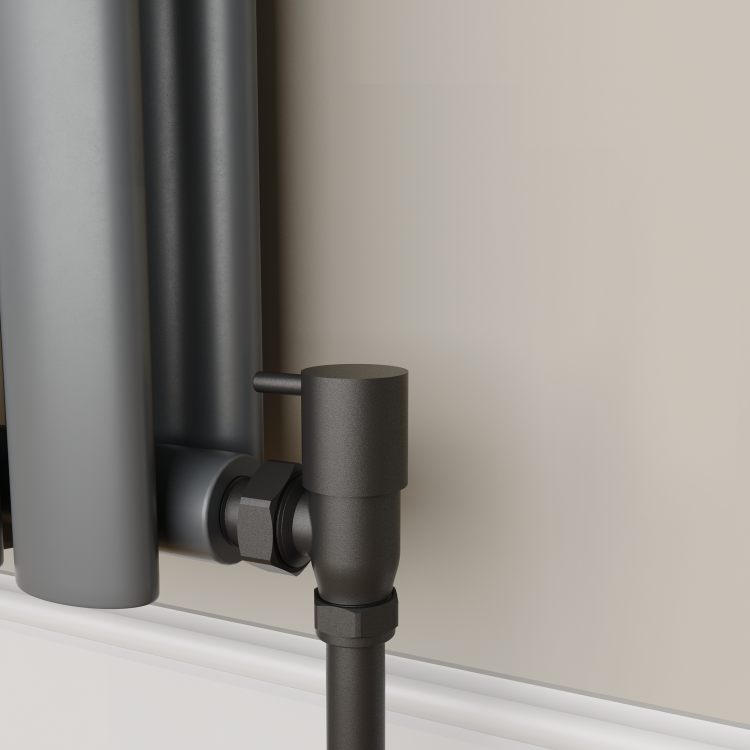 Elego Matte Black Modern Manual Angled Radiator Valves (pair)