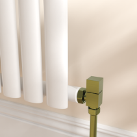 Elego Brushed Brass Modern Manual Angled Radiator Valves (pair)