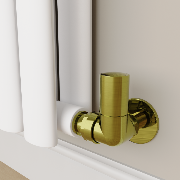Elego Brushed Brass Modern Manual Corner Radiator Valves With Lockshield