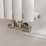 Elego Chrome Modern Manual H Block Angled Radiator Valves With Lockshield