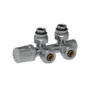 Elego Chrome Modern Manual H Block Angled Radiator Valves With Lockshield