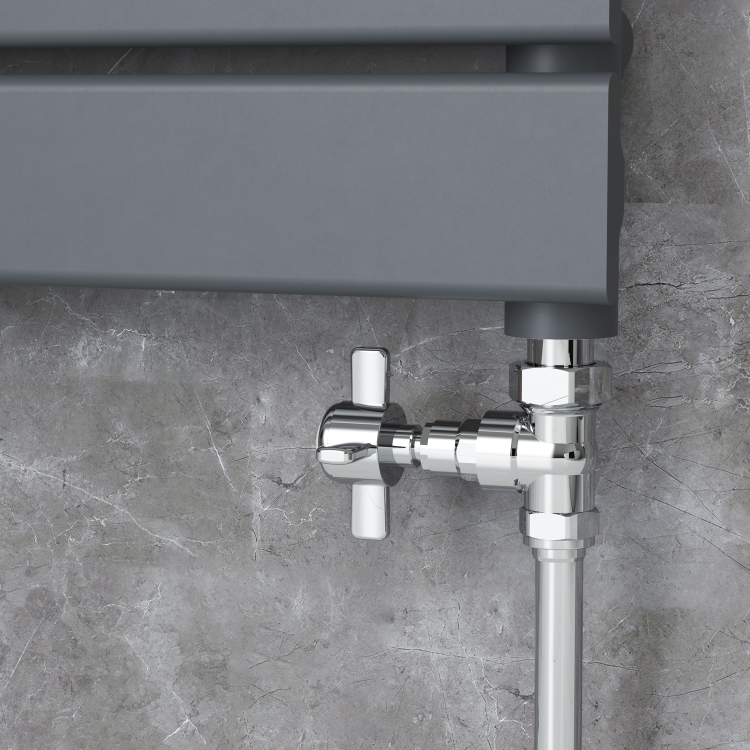 Elego Chrome Modern Manual Straight Radiator Valves (pair)