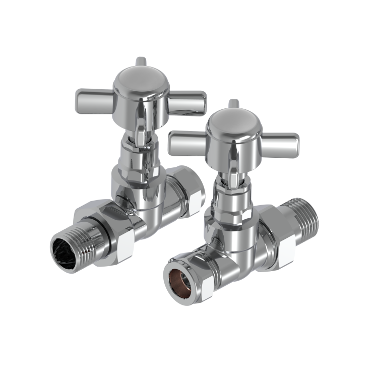 Maesta Chrome Traditional Manual Straight Radiator Valves (pair)