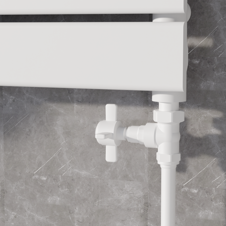 Maesta White Traditional Manual Straight Radiator Valves (pair)