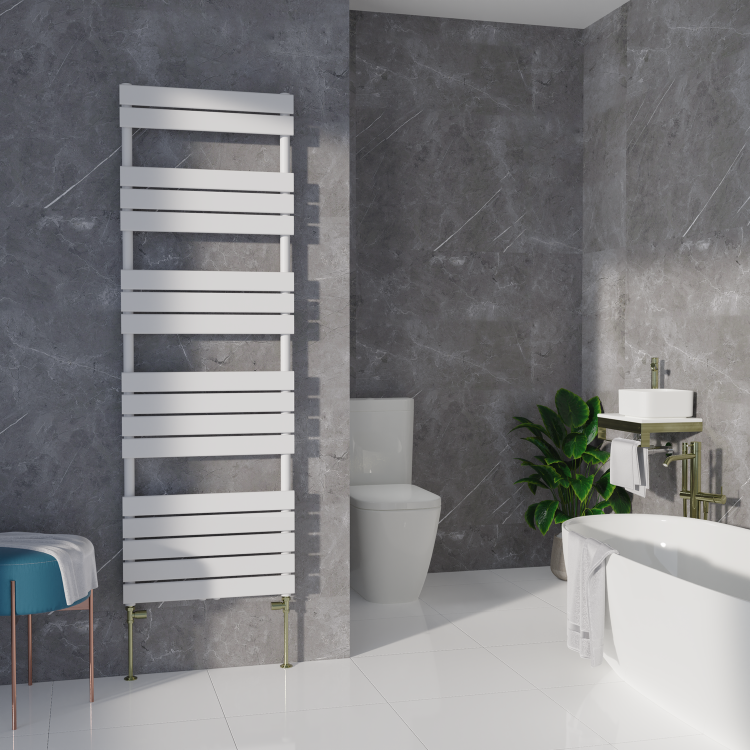 Elego Brushed Brass Modern Manual Straight Radiator Valves (pair)