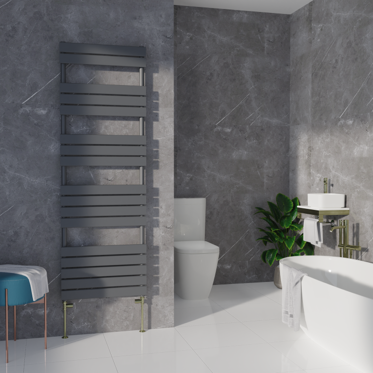 Elego Brushed Brass Modern Manual Straight Radiator Valves (pair)