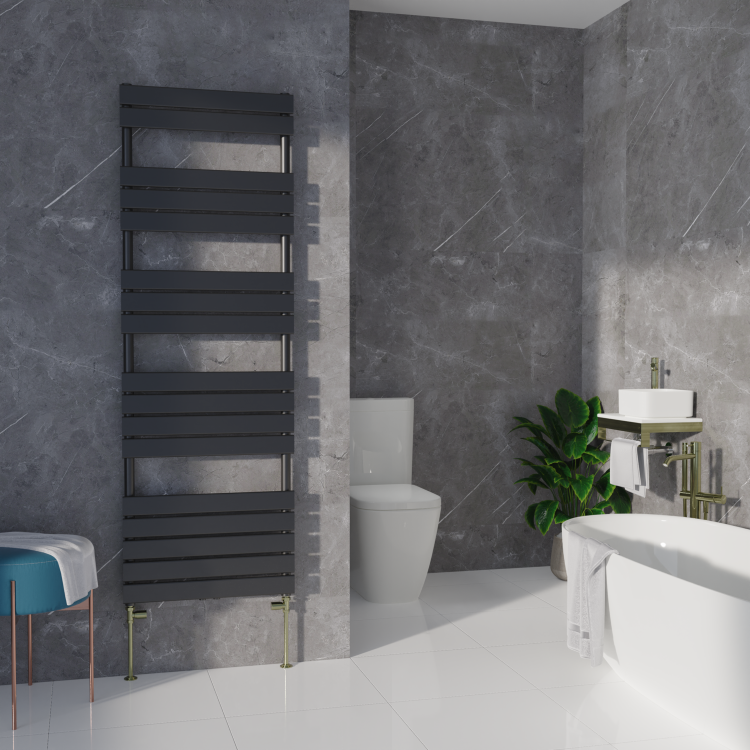 Elego Brushed Brass Modern Manual Straight Radiator Valves (pair)