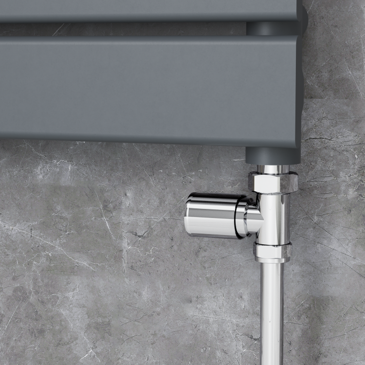 Elego Chrome Modern Manual Straight Radiator Valves (pair)