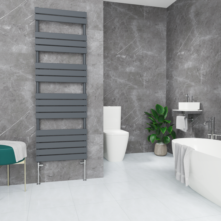 Elego Chrome Modern Manual Straight Radiator Valves (pair)