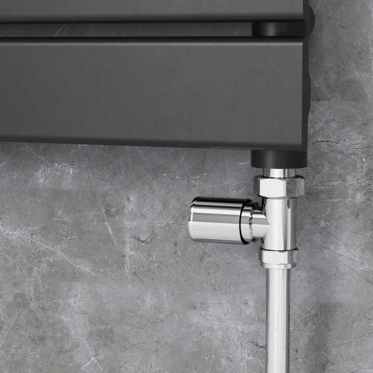 Elego Chrome Modern Manual Straight Radiator Valves (pair)