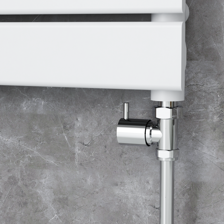 Elego Chrome Modern Manual Straight Radiator Valves (pair)