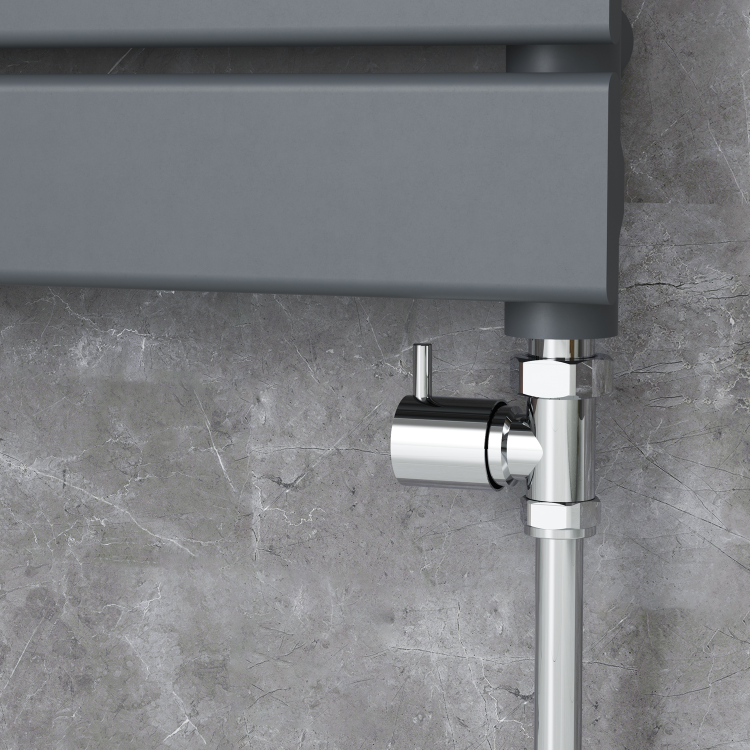 Elego Chrome Modern Manual Straight Radiator Valves (pair)