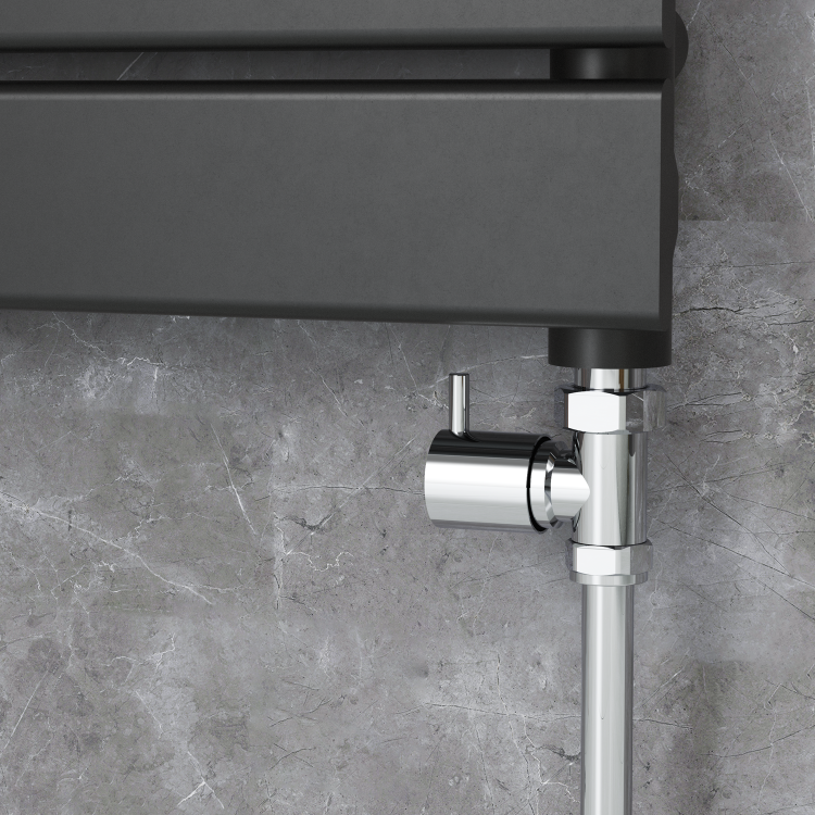 Elego Chrome Modern Manual Straight Radiator Valves (pair)