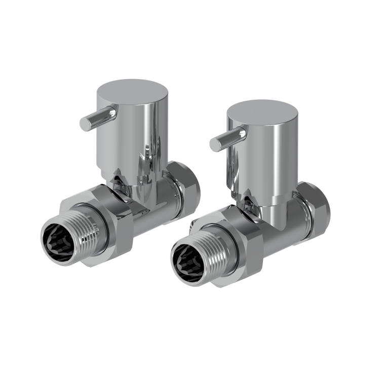 Elego Chrome Modern Manual Straight Radiator Valves (pair)
