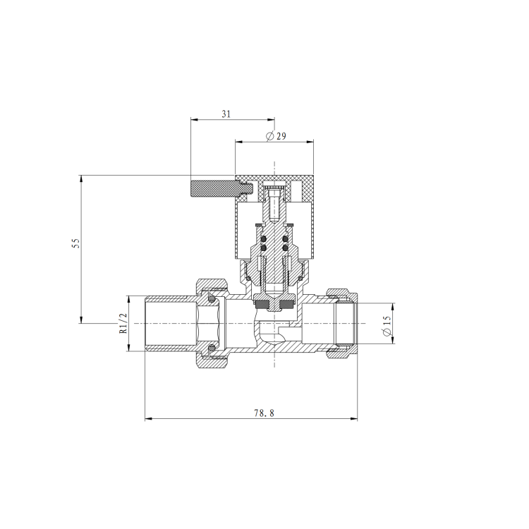 Elego Chrome Modern Manual Straight Radiator Valves (pair)