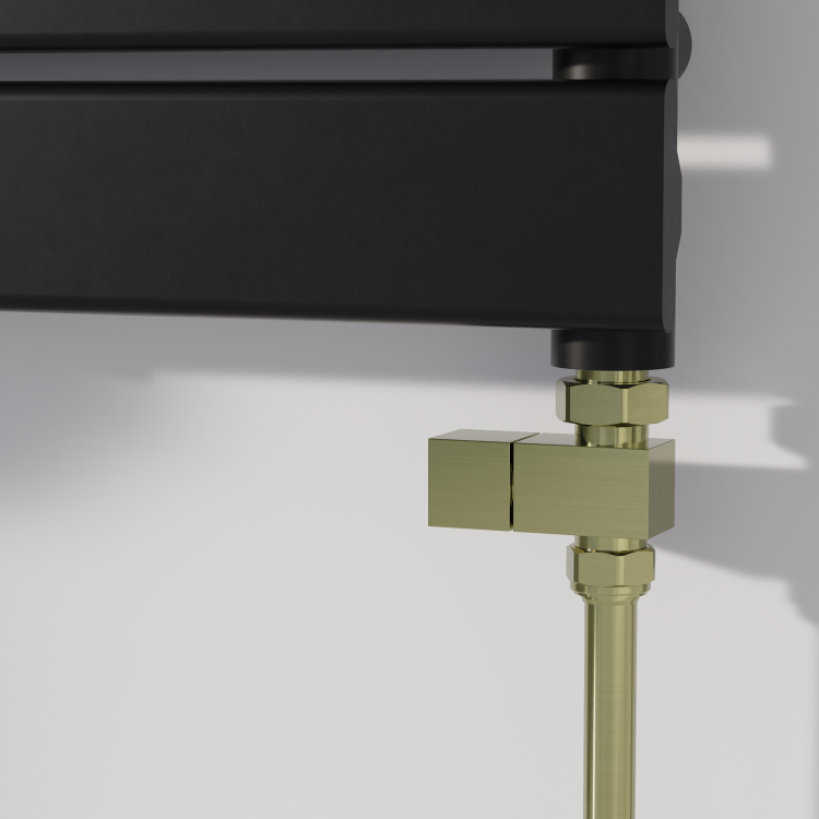 Elego Brushed Brass Modern Manual Straight Radiator Valves (pair)