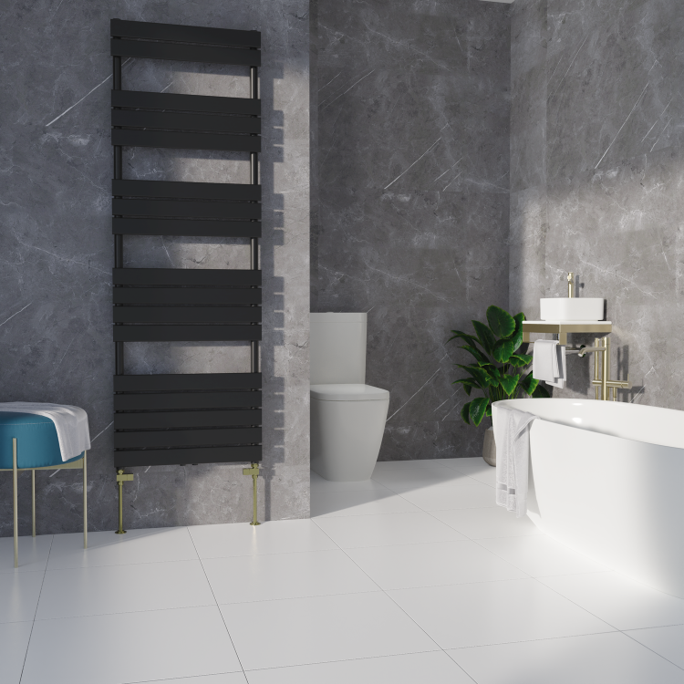 Elego Brushed Brass Modern Manual Straight Radiator Valves (pair)