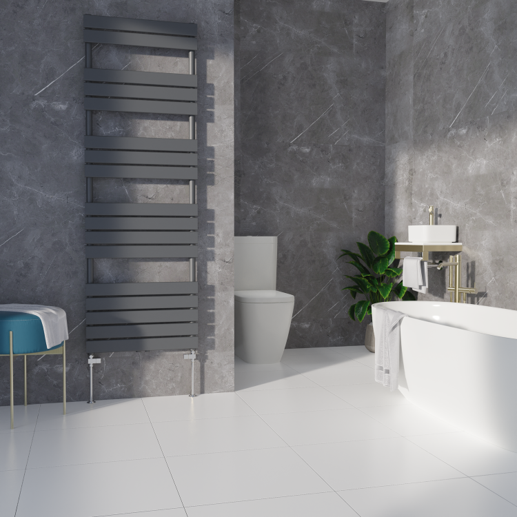 Elego Chrome Modern Manual Straight Radiator Valves (pair)