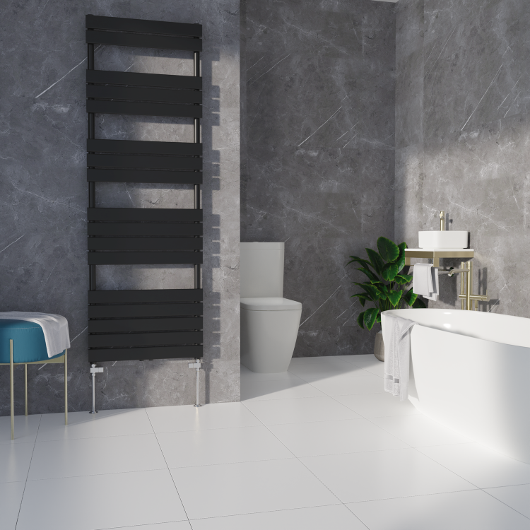 Elego Chrome Modern Manual Straight Radiator Valves (pair)