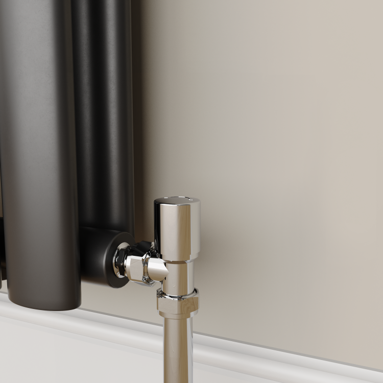 Refurbished - Elego Chrome Modern Manual Angled Radiator Valves (pair)