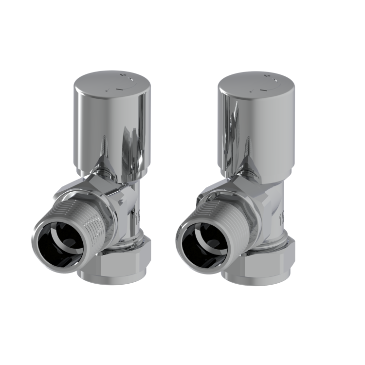 Refurbished - Elego Chrome Modern Manual Angled Radiator Valves (pair)
