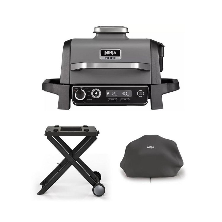 Ninja Woodfire Electric BBQ Grill & Smoker with Cover and Stand - OG701UK