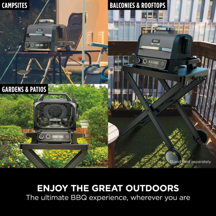 Ninja Woodfire Electric BBQ Grill & Smoker with Cover and Stand - OG701UK