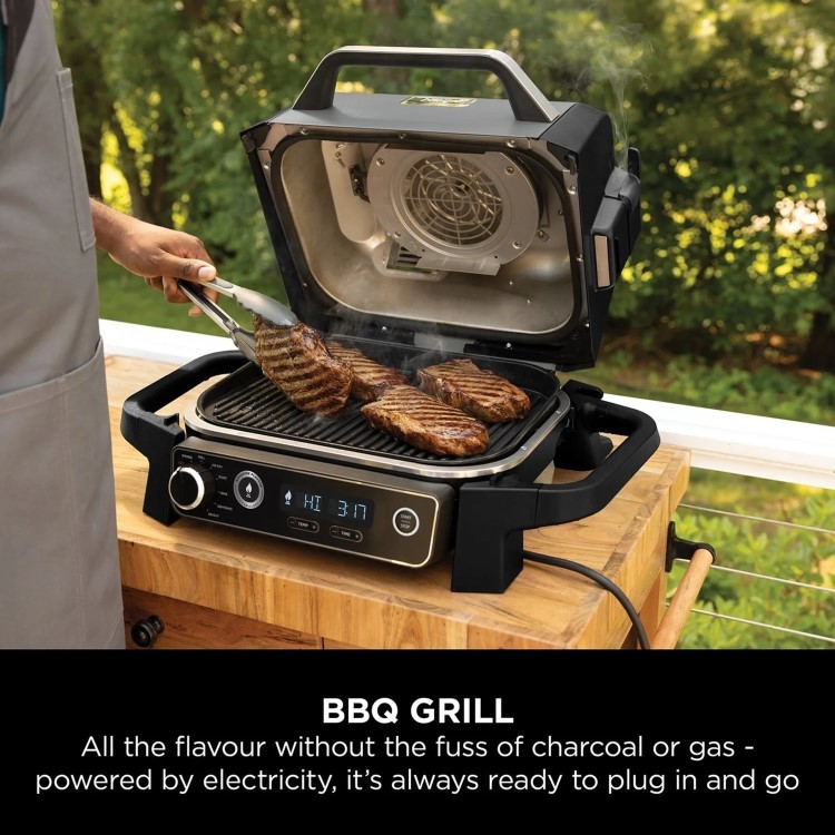 Ninja Woodfire Electric BBQ Grill & Smoker with Cover and Stand - OG701UK