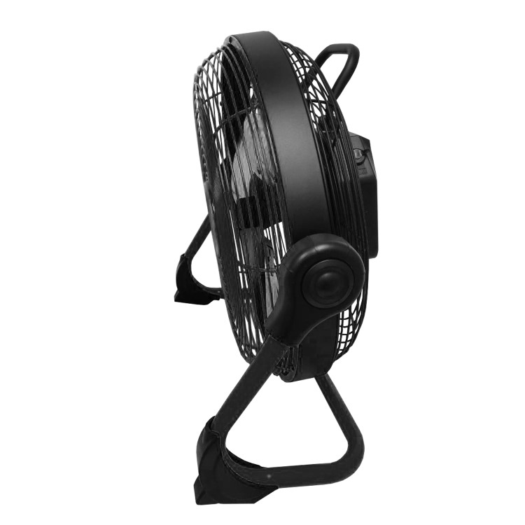 Refurbished electriQ 12-inch Rechargeable Quiet DC Floor Fan - Versatile Metal Body for Indoor Outdoor and Commercial Use - Black