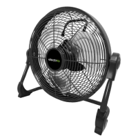 electriQ 12-inch Rechargeable Metal Body Quiet DC Floor Fan - Indoor & Outdoor Use - Black