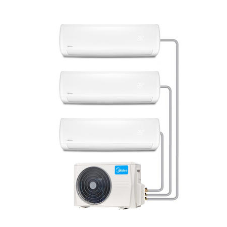 3 Way Multisplit 42000 BTU Inverter Air Conditioner with two 18000 BTU plus one 9000 indoor units to a  single  outdoor