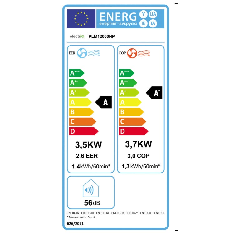 electriQ Super Efficient 12000 BTU Air Conditioner Dehumidifier and Heat Pump for rooms up to 35 sq mtrs