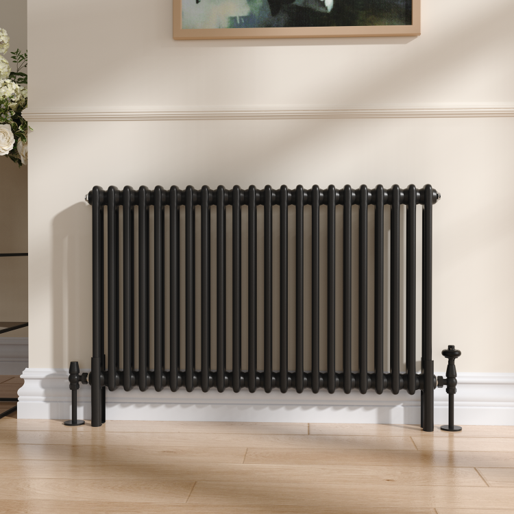 Reggio Black Two Column Traditional Radiator Feet