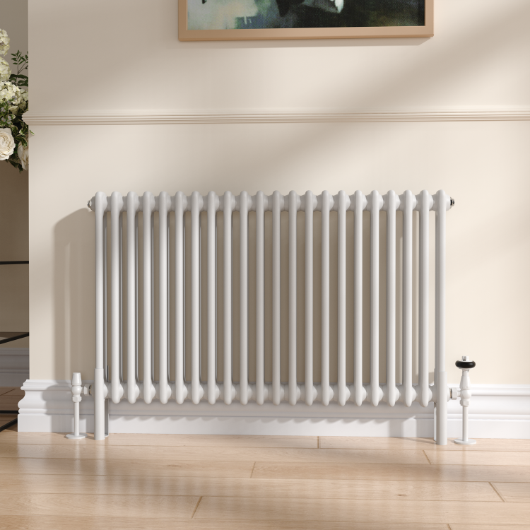 Reggio White Two Column Traditional Radiator Feet